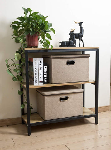 PRANDOM neutral khaki bin complements any room decor.
