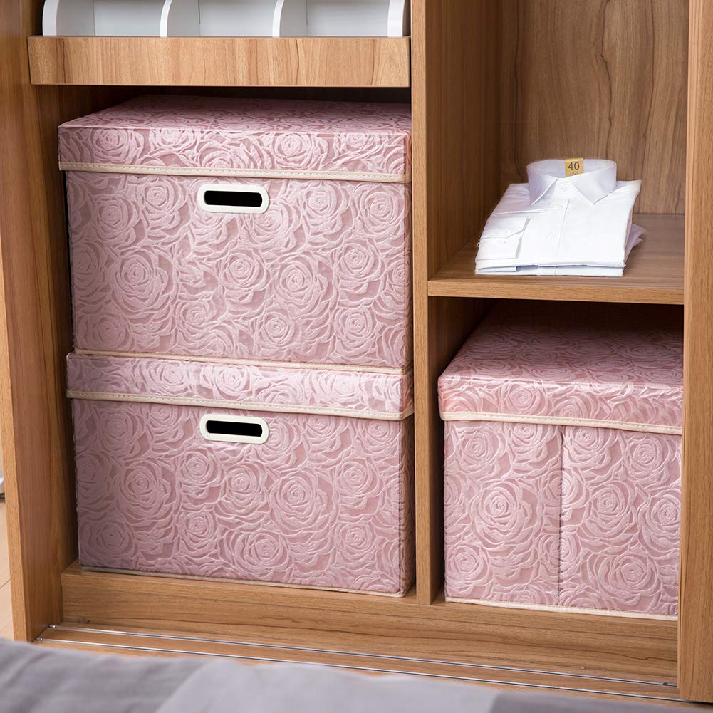 PRANDOM pink storage box with lid open showing interior capacity