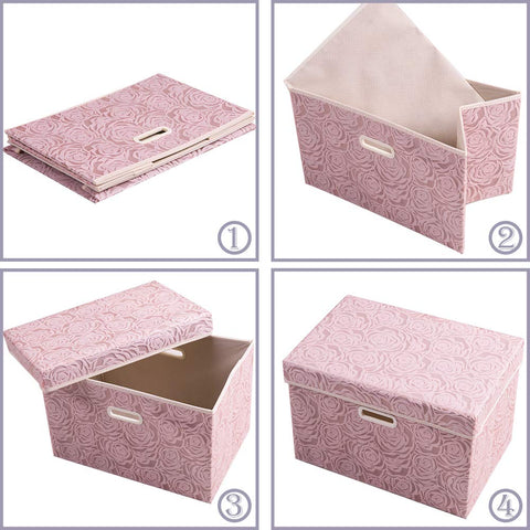 PRANDOM pink storage box holding magazines on a shelf
