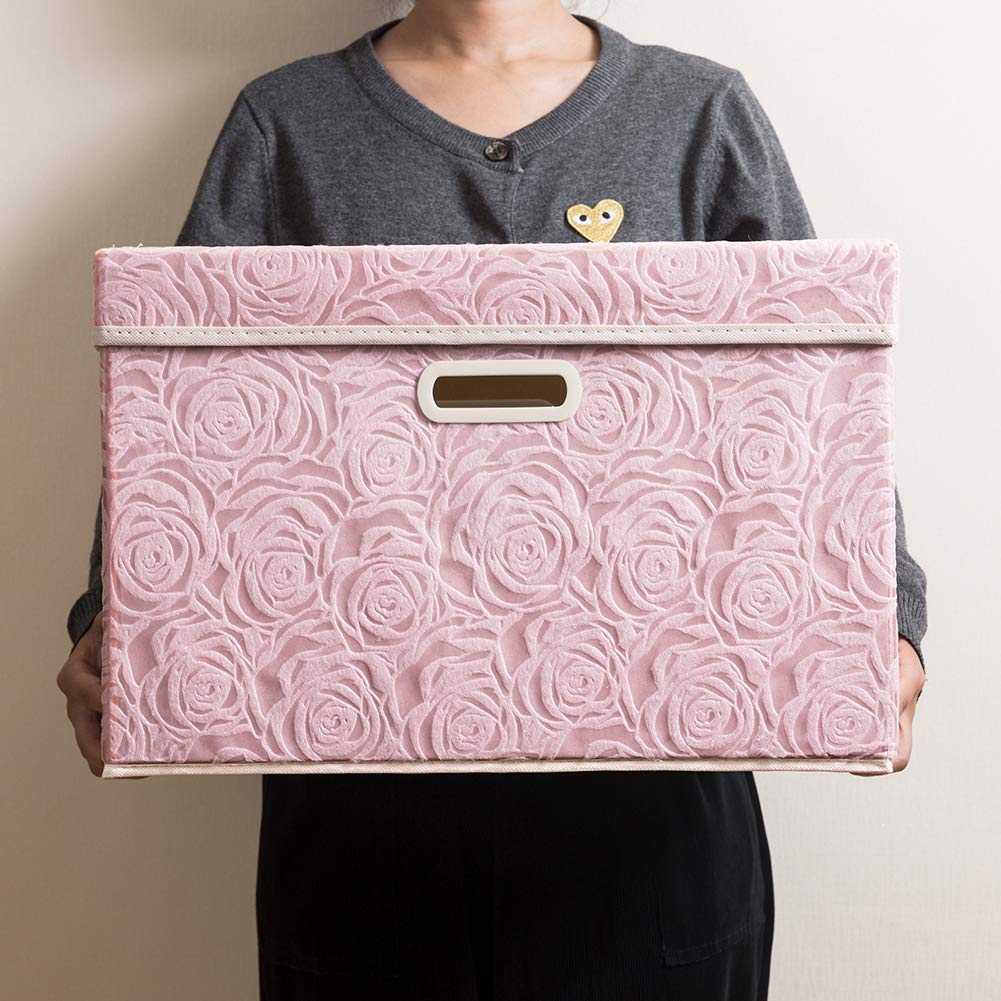 PRANDOM pink and white storage boxes in a living room setup