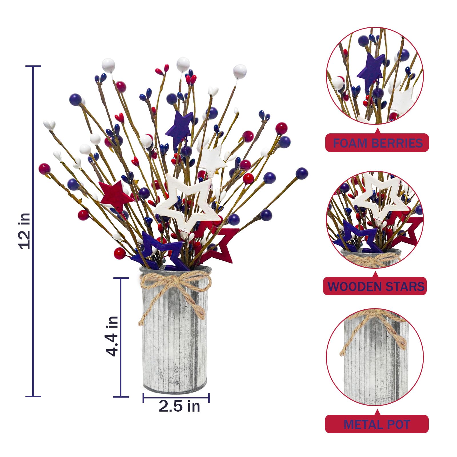 Prashent artificial flowers deliver patriotic flair in home interiors.