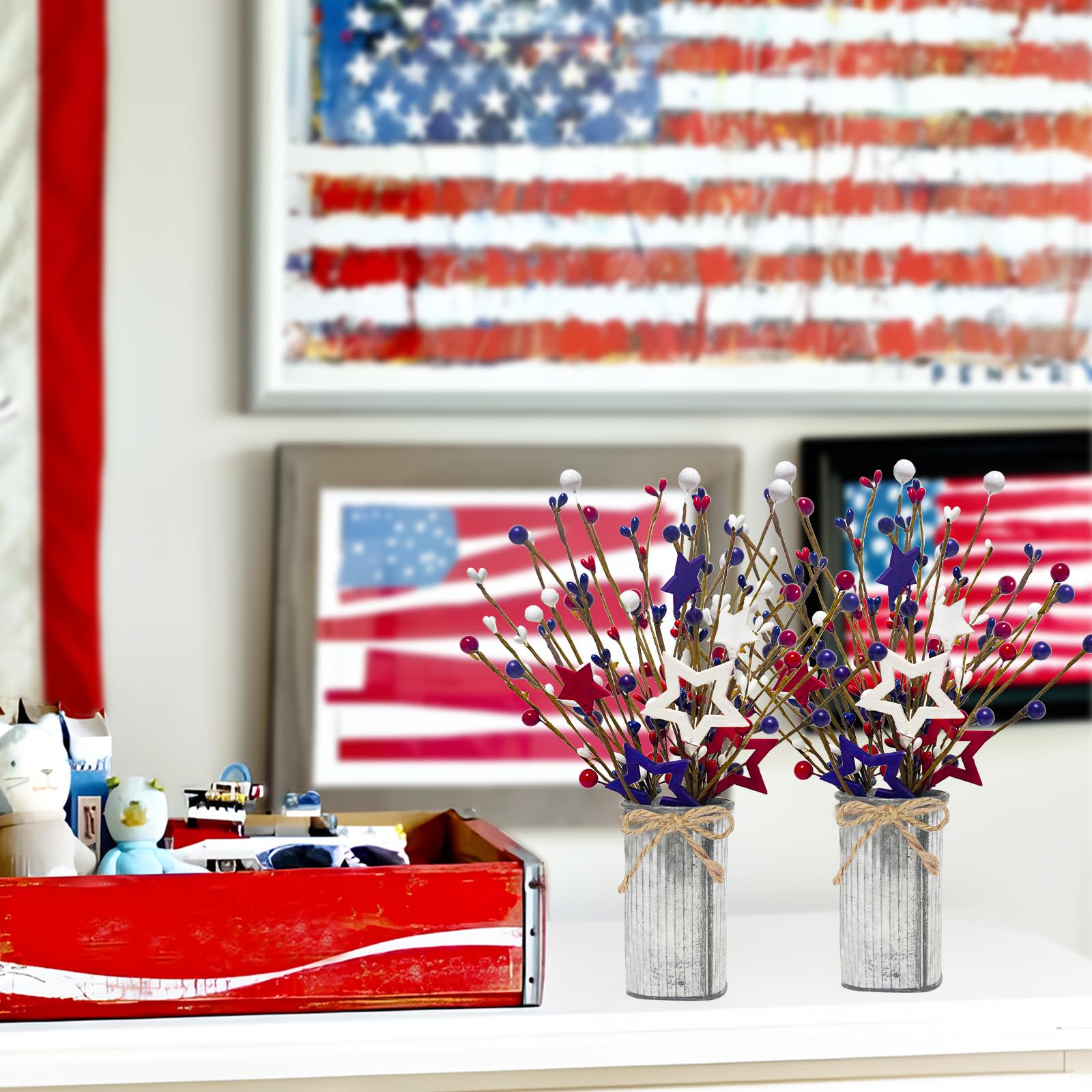 Prashent patriotic decor for weddings, parties, and tables.