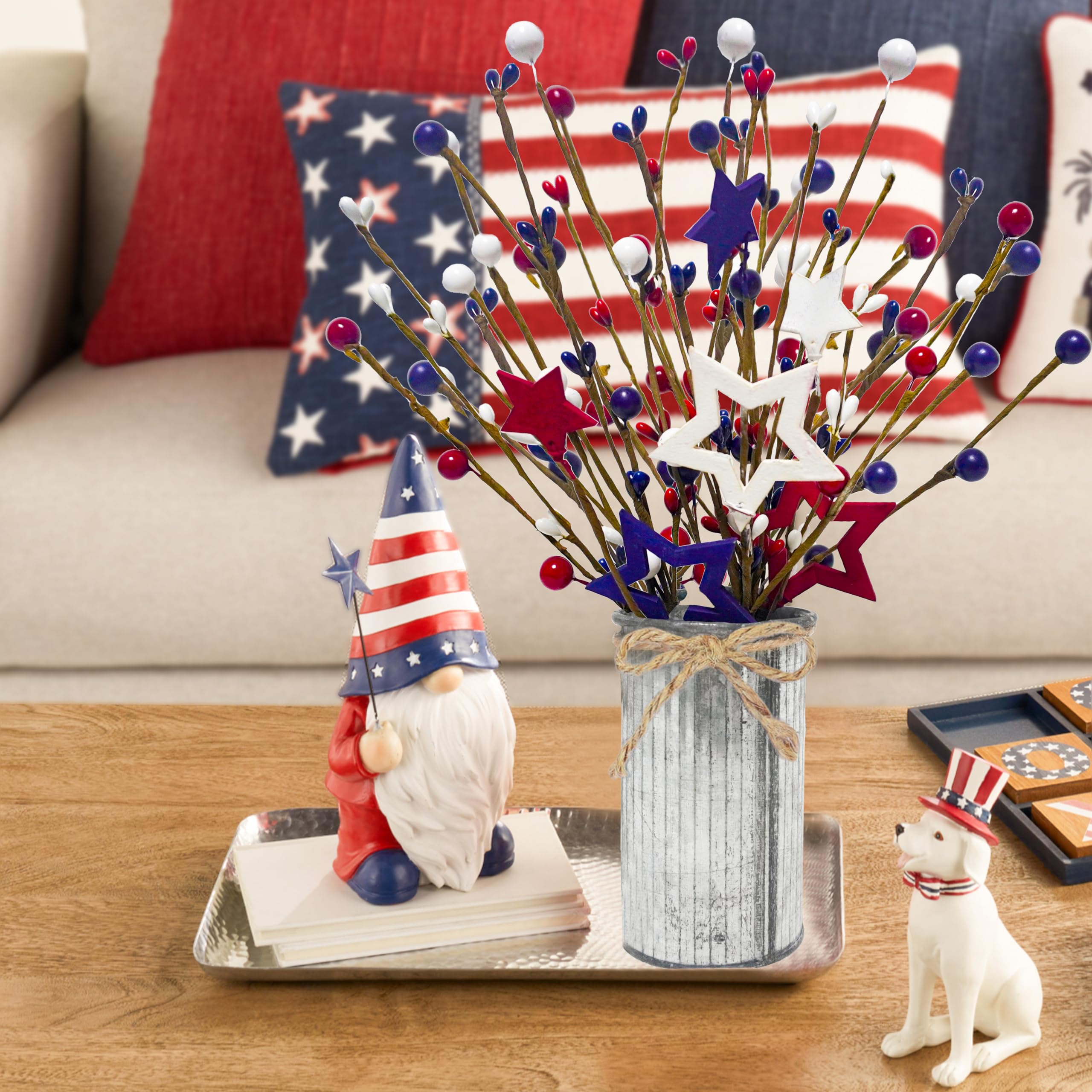 Prashent versatile decor suitable for Memorial Day and Fourth of July.