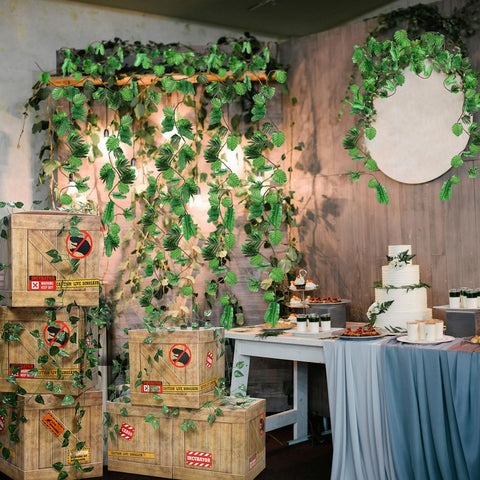 Preboun jungle decor drapes ceilings easily with flexible vines.