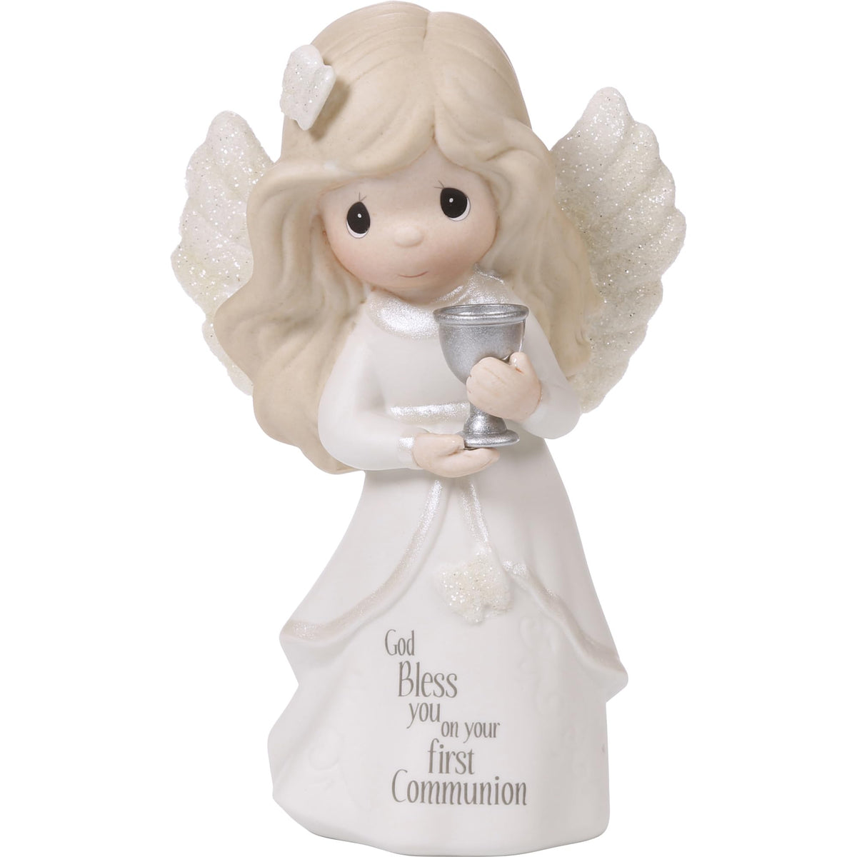 Precious Moments communion angel figurine ready for display, a meaningful keepsake.