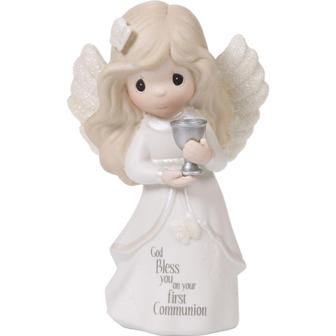 Precious Moments communion angel figurine ready for display, a meaningful keepsake.