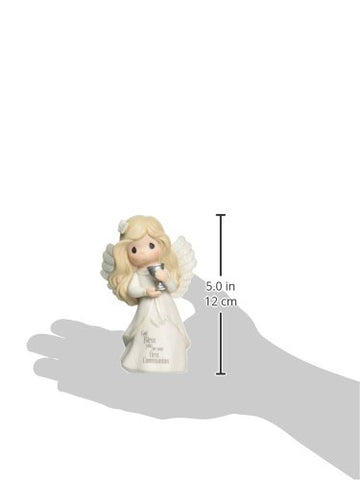 Precious Moments hand-painted angel with bisque porcelain adds refined charm to any shelf.