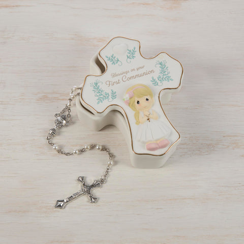 Precious Moments small treasures inside box for jewelry or notes.
