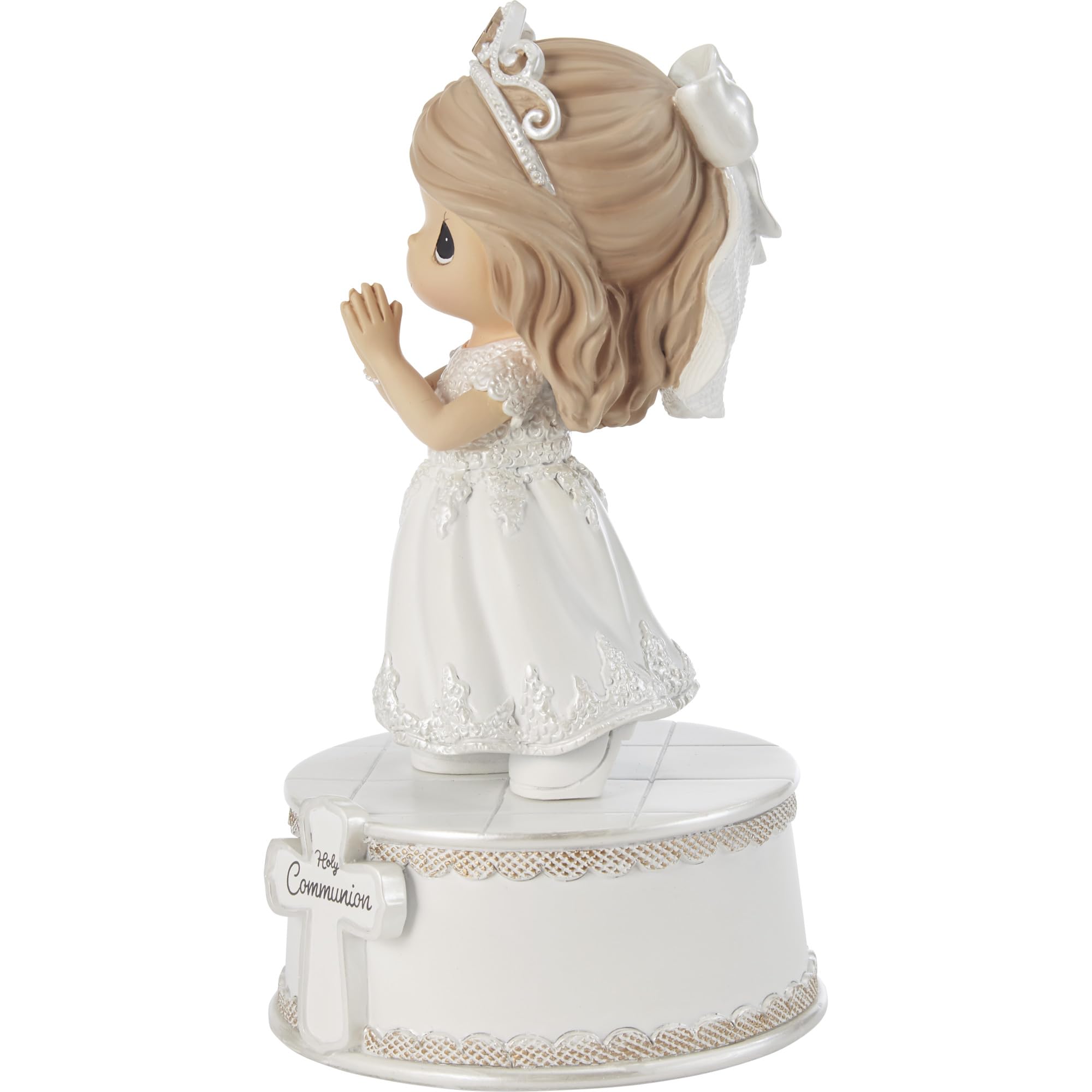 Precious Moments white dress lace accents figurine showcases craftsmanship and keepsake value