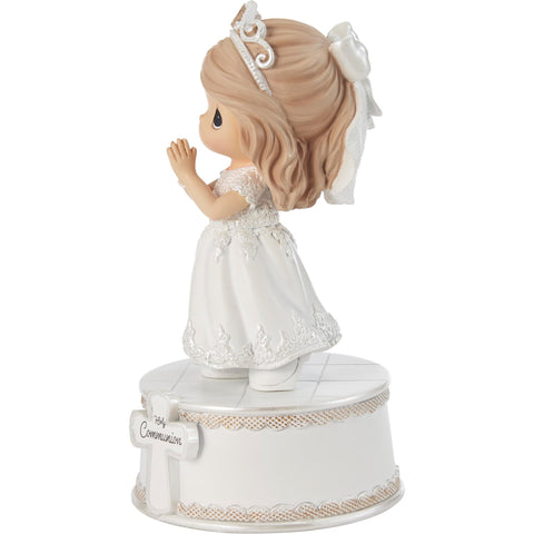 Precious Moments white dress lace accents figurine showcases craftsmanship and keepsake value