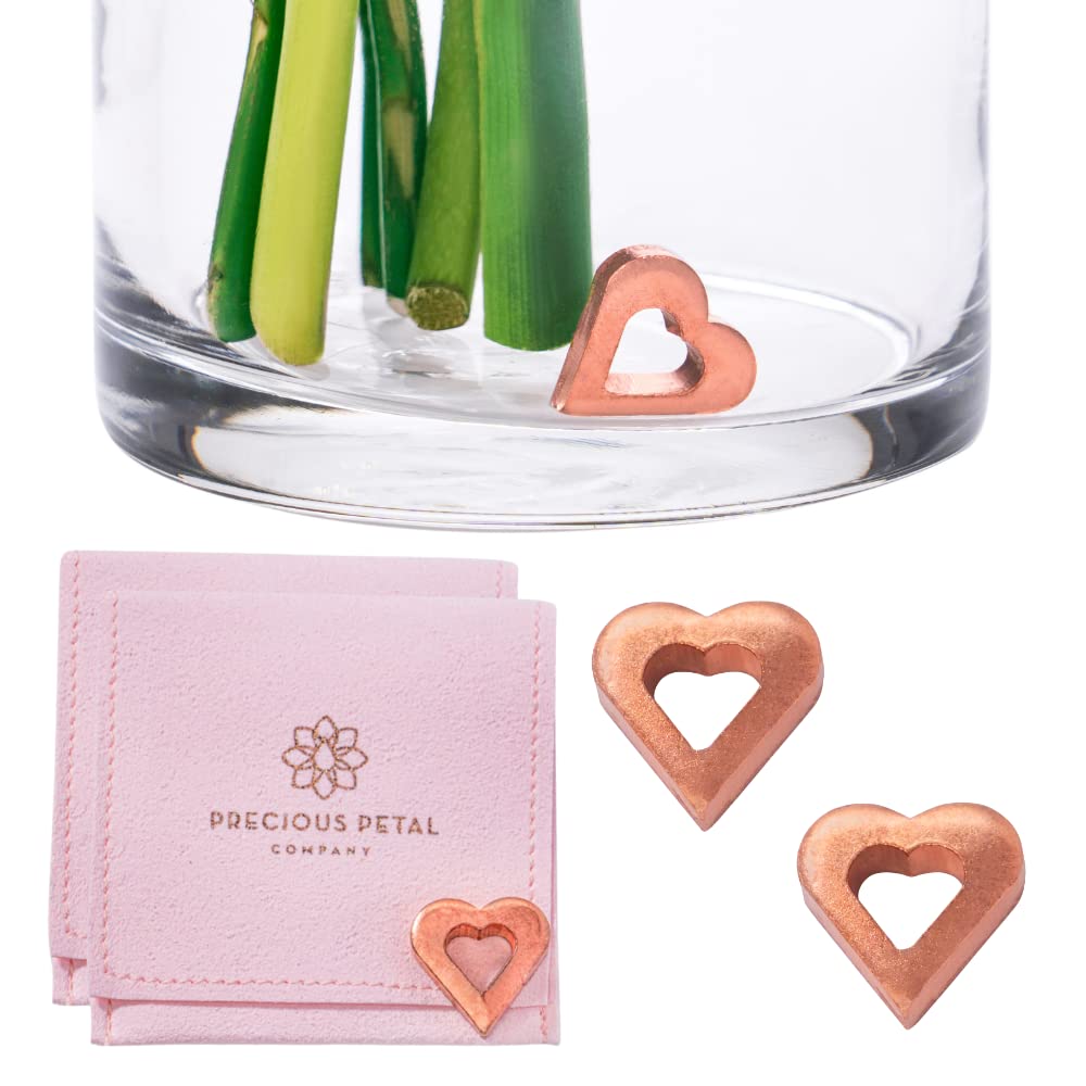 Precious Petal Co copper charm keeps vase water clean in a fresh bouquet setup.