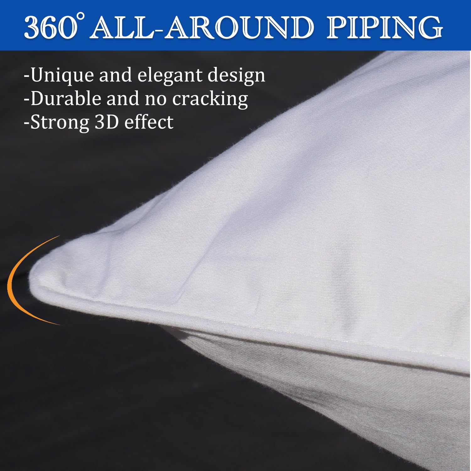 Precoco queen pillow case with edge piping for durability.