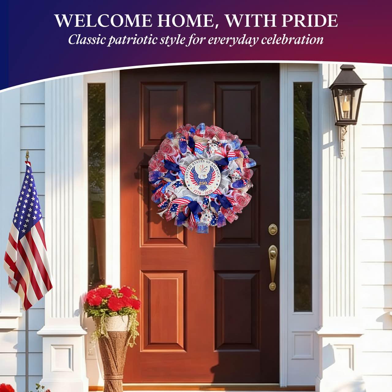 Presentastic 1776-2026 sign removable feature showcased on a doorway handle for flexible decor