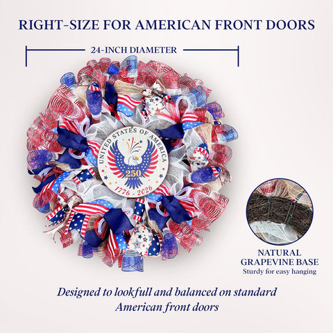 Presentastic 250th wreath offers two display styles for everyday Americana or anniversary celebrations