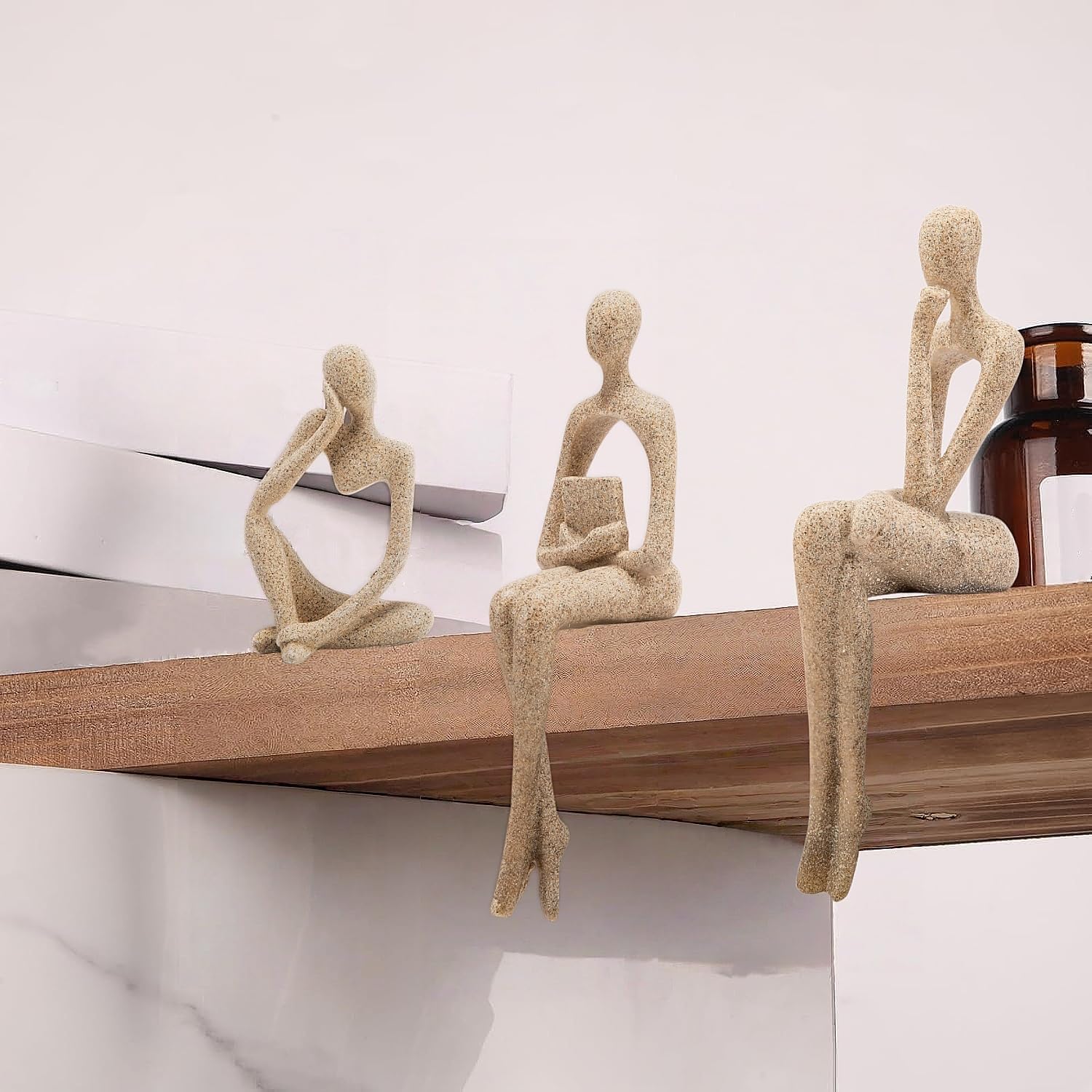Three-piece Prettidecor gold thinker statue set offers versatile sizes