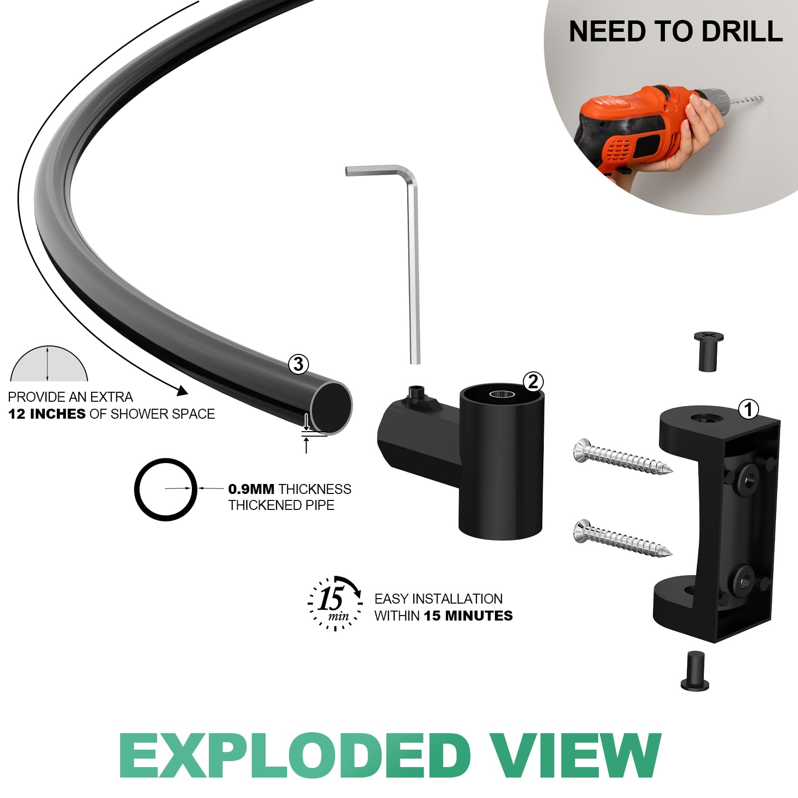PrettyHome 0-9mm thick aluminum rod ensures durable support