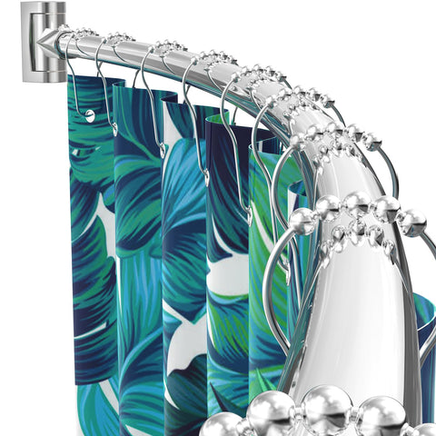PrettyHome curved shower rod 38-72 inches chrome, adjustable for a spacious shower.