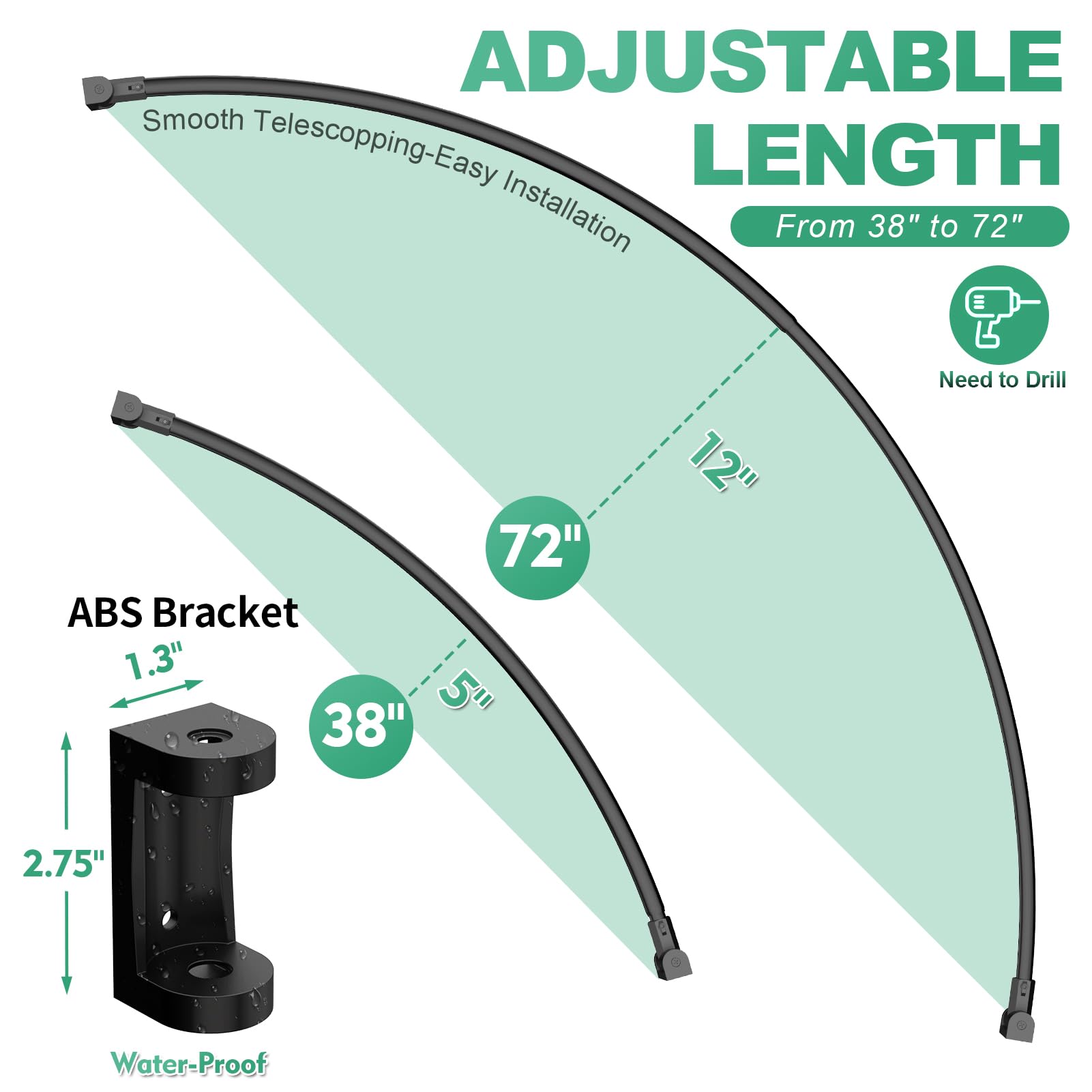 PrettyHome curved rod rotate bracket enables flexible installation