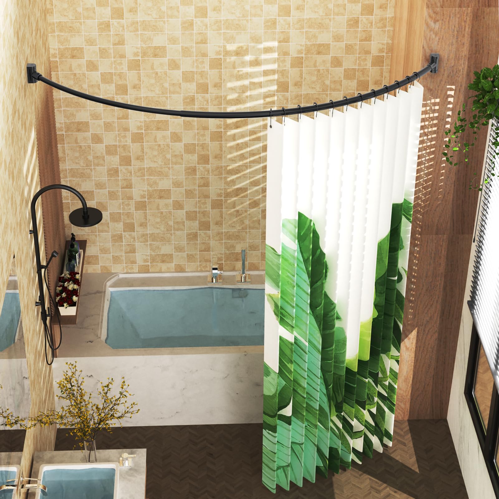 PrettyHome curved rod versatile use in bathroom wardrobe or kitchen