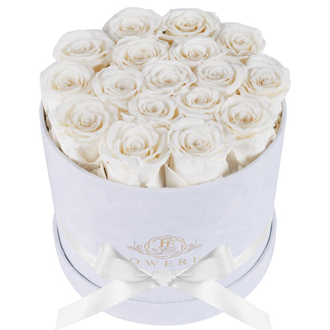 Prifroti 17-flowers in luxury suede box: lasting keepsake gift presentation