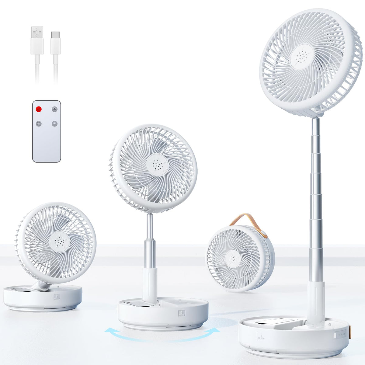 Primelove portable oscillating fan with remote control distributes air evenly.