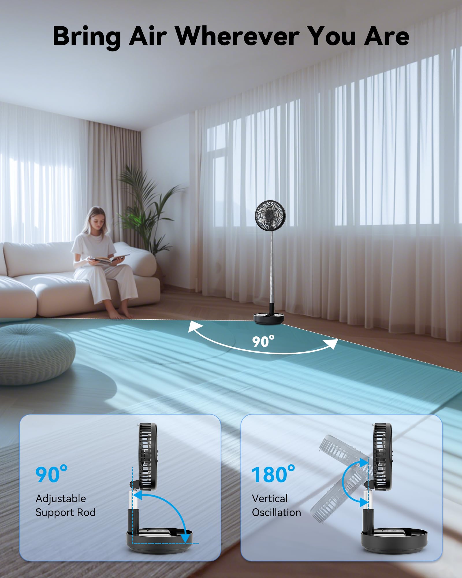 Primelove quiet desk fan offers low-noise cooling for study or sleep.