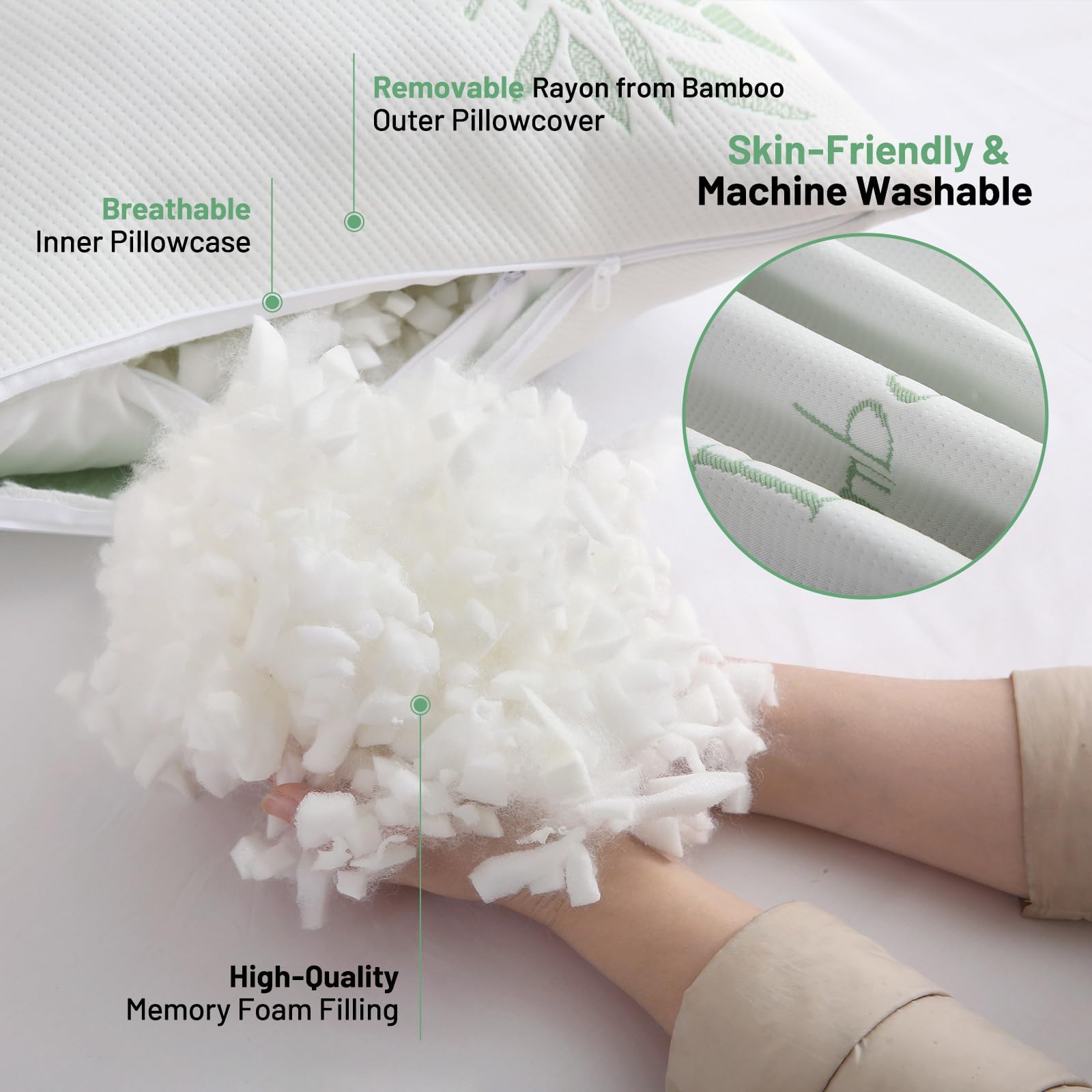 Primesoft removable pillowcase with zipper design for easy cleaning.