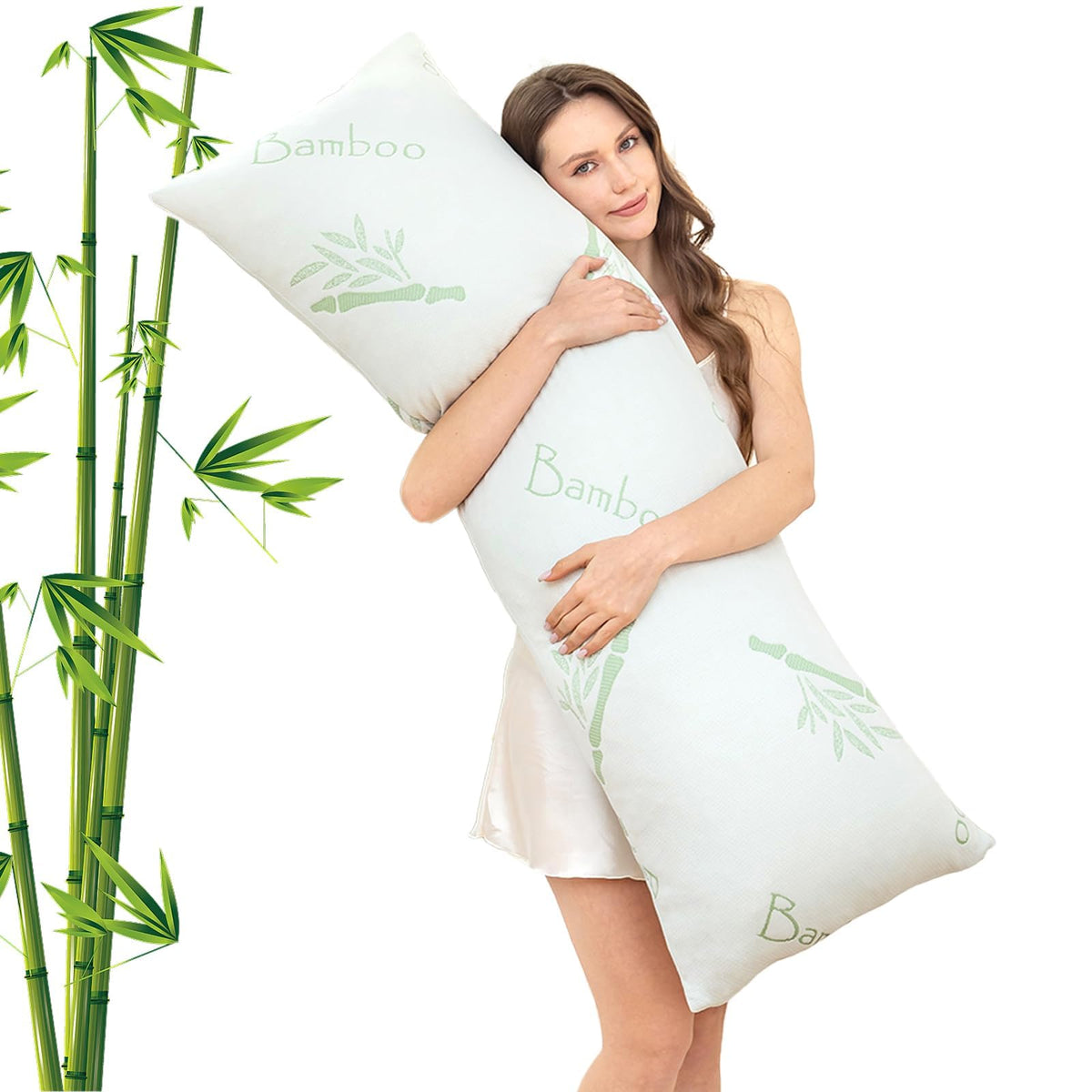 Primesoft body pillow for side sleepers with foam in a 20×54 green design.