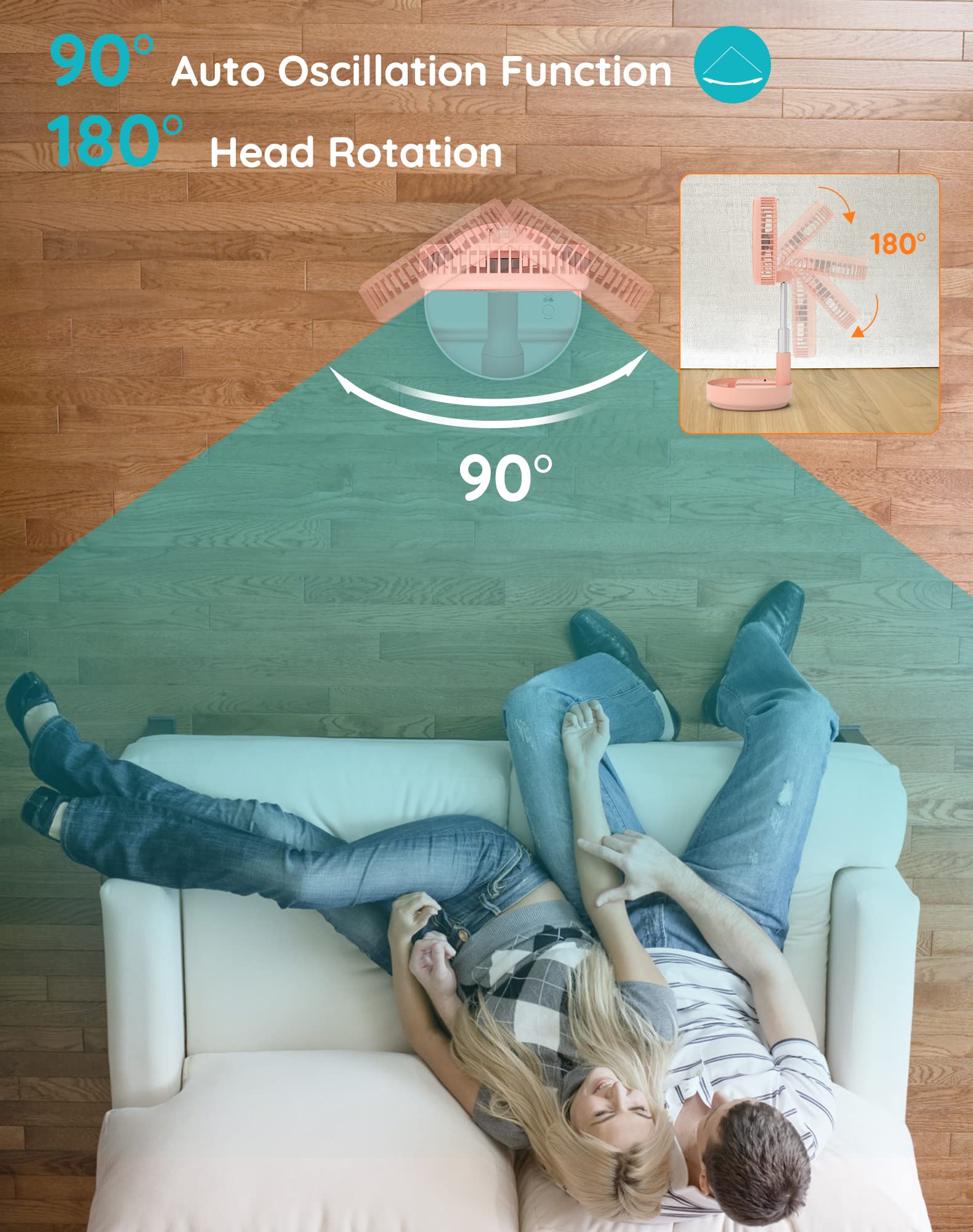 Primevolve 90-degree oscillation ensures airflow across the space.