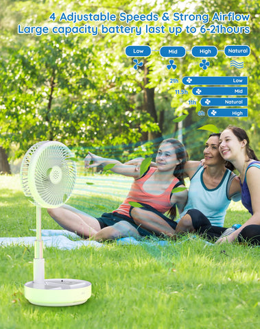 Primevolve rechargeable fan with 90° oscillation for broad airflow.