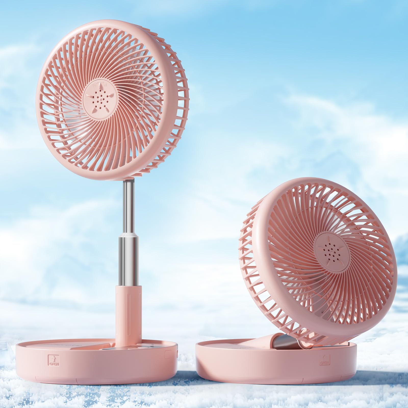 Primevolve foldable desk fan demonstrates compact storage and quick setup.