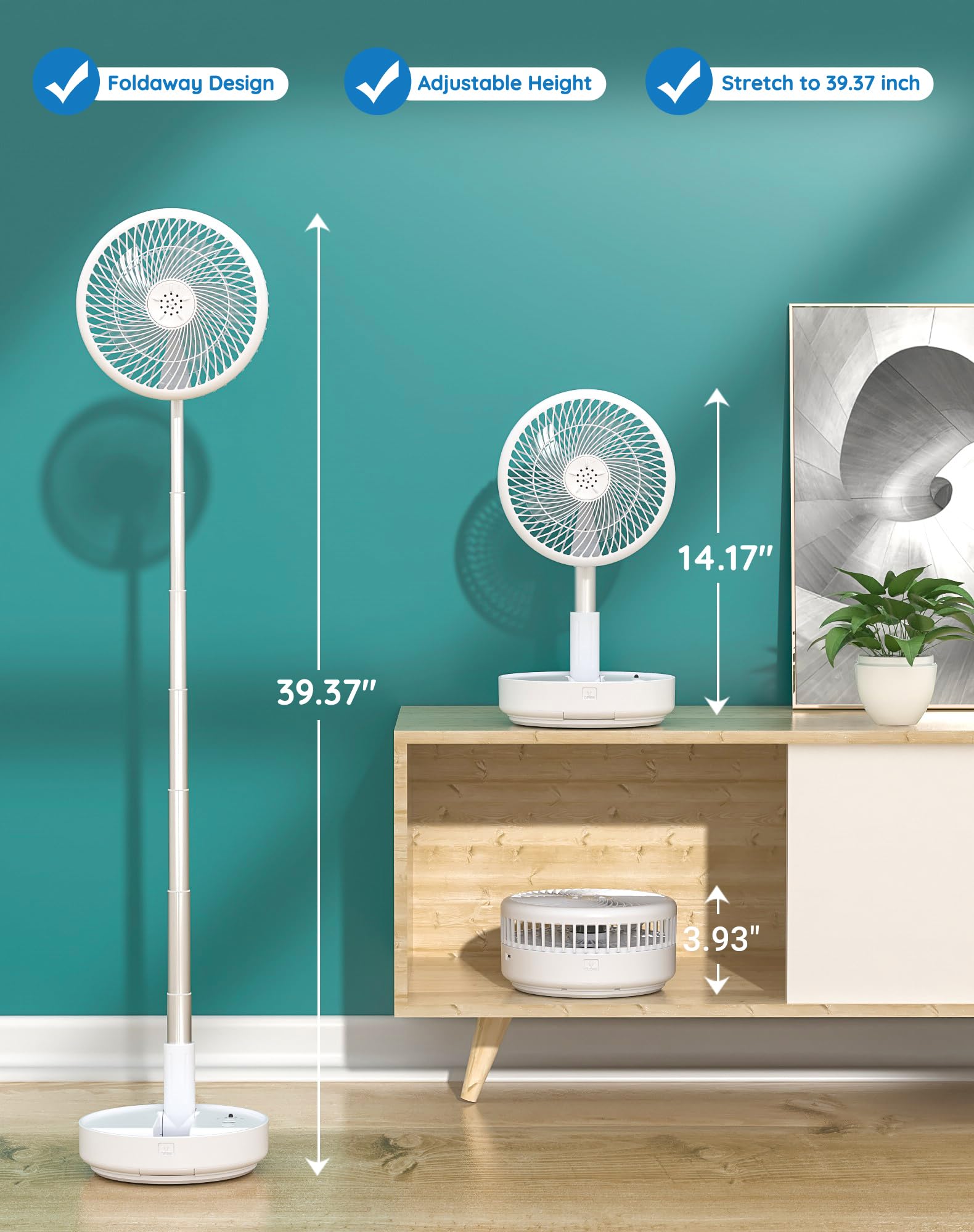 Primevolve fan rechargeable battery via USB-C for cordless cooling anywhere.