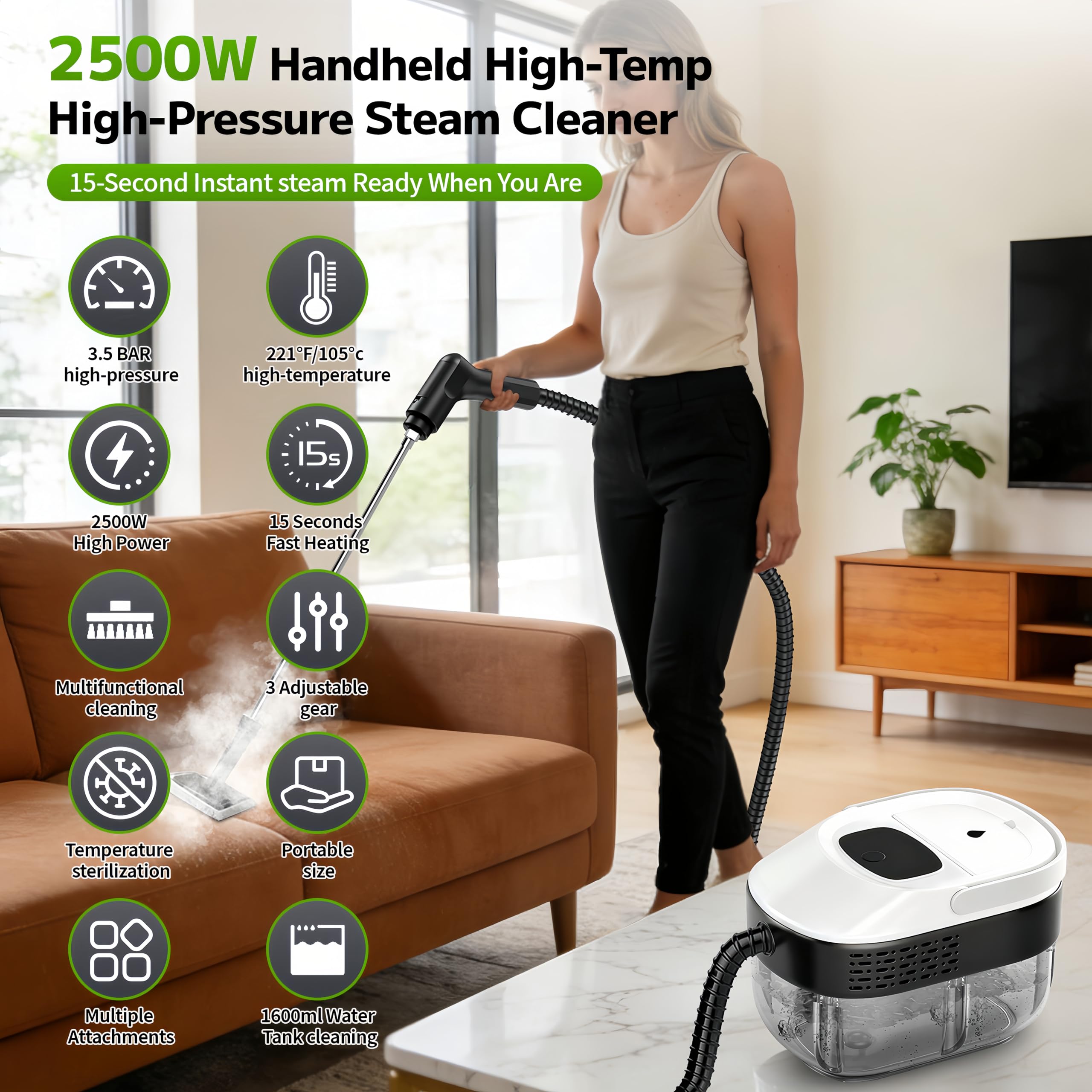 Primiorix chemical free steam cleaner safely uses water only