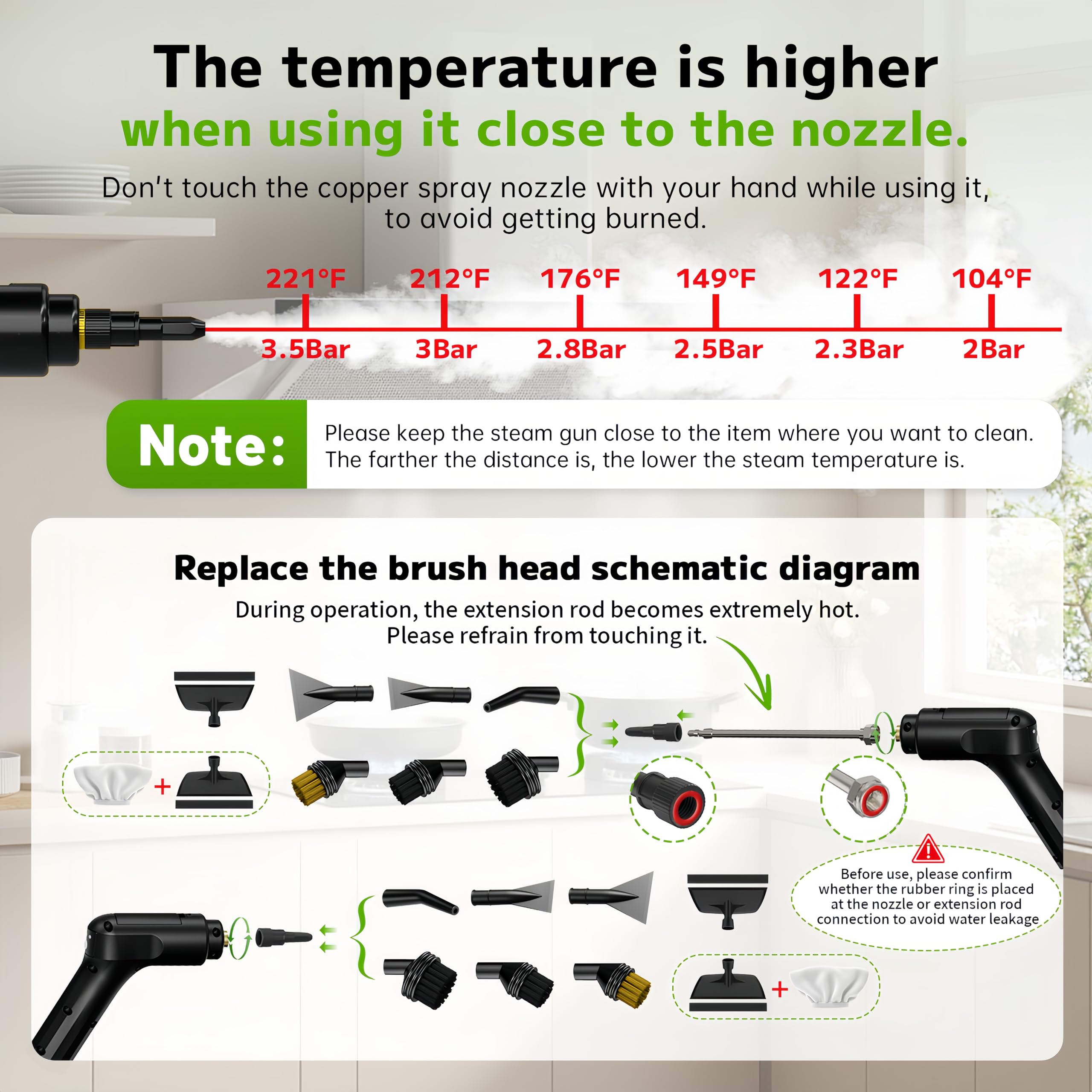 Primiorix steam cleaner LED display showing current steam level