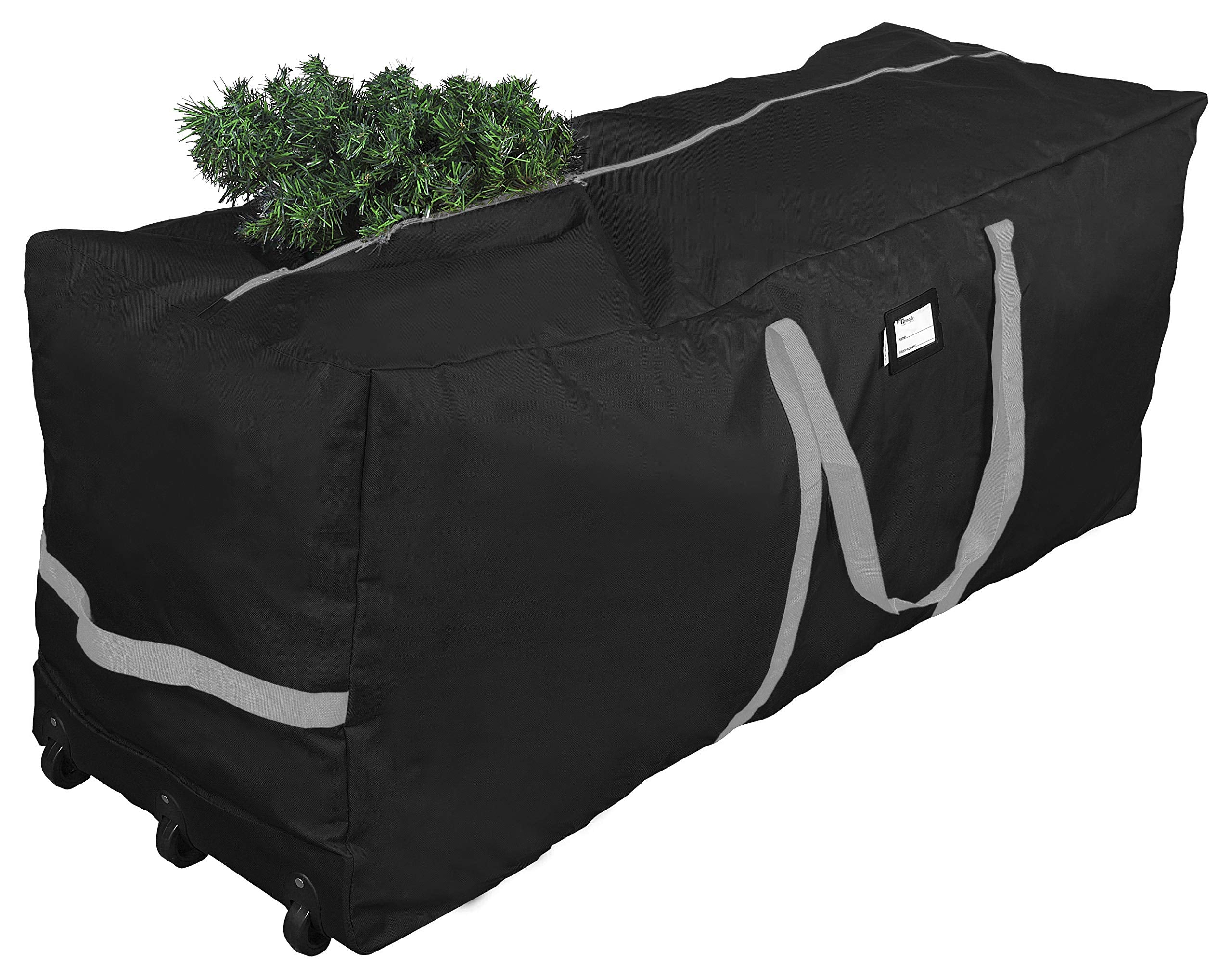 Primode Christmas Tree Storage Bag with three wheels for easy transport and storage.