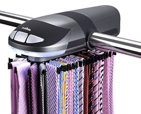 Primode motorized tie rack in action displaying up to 50 ties.