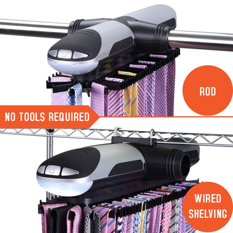 Primode tie rack holds up to 72 ties, reducing closet clutter.