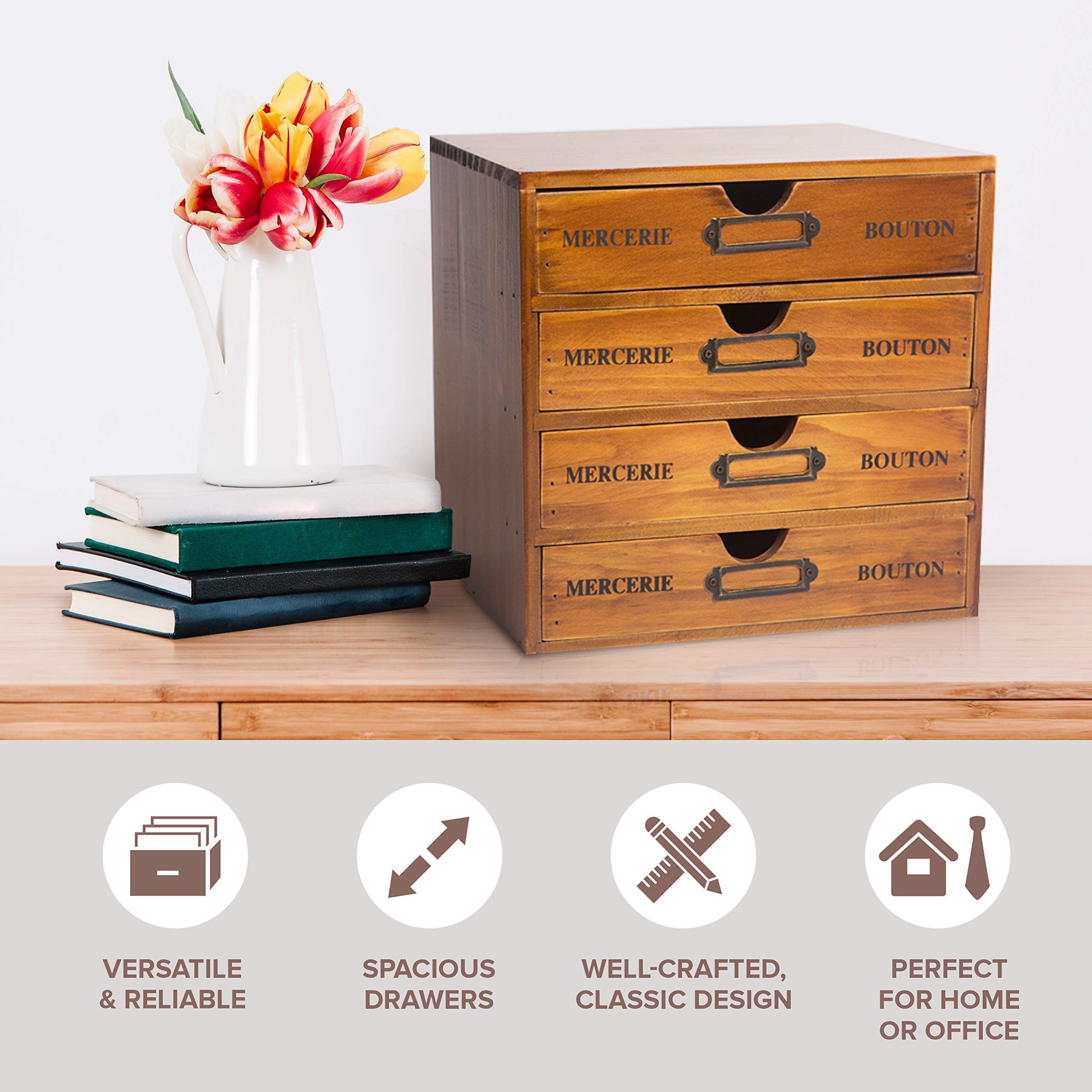 Primo Supply apothecary cabinet in use on a craft table for quick access.
