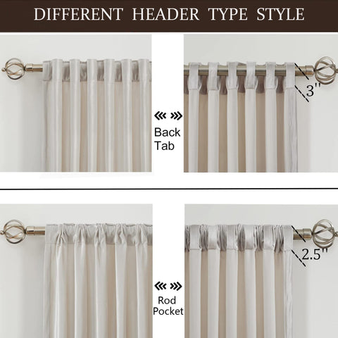 PRIMROSE ivory velvet back-tab panel detail offers neat folds and versatile hanging