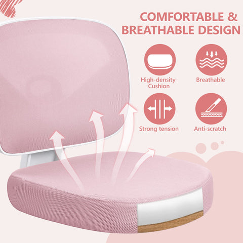 Primy pink breathable mesh keeps backs cool while learning