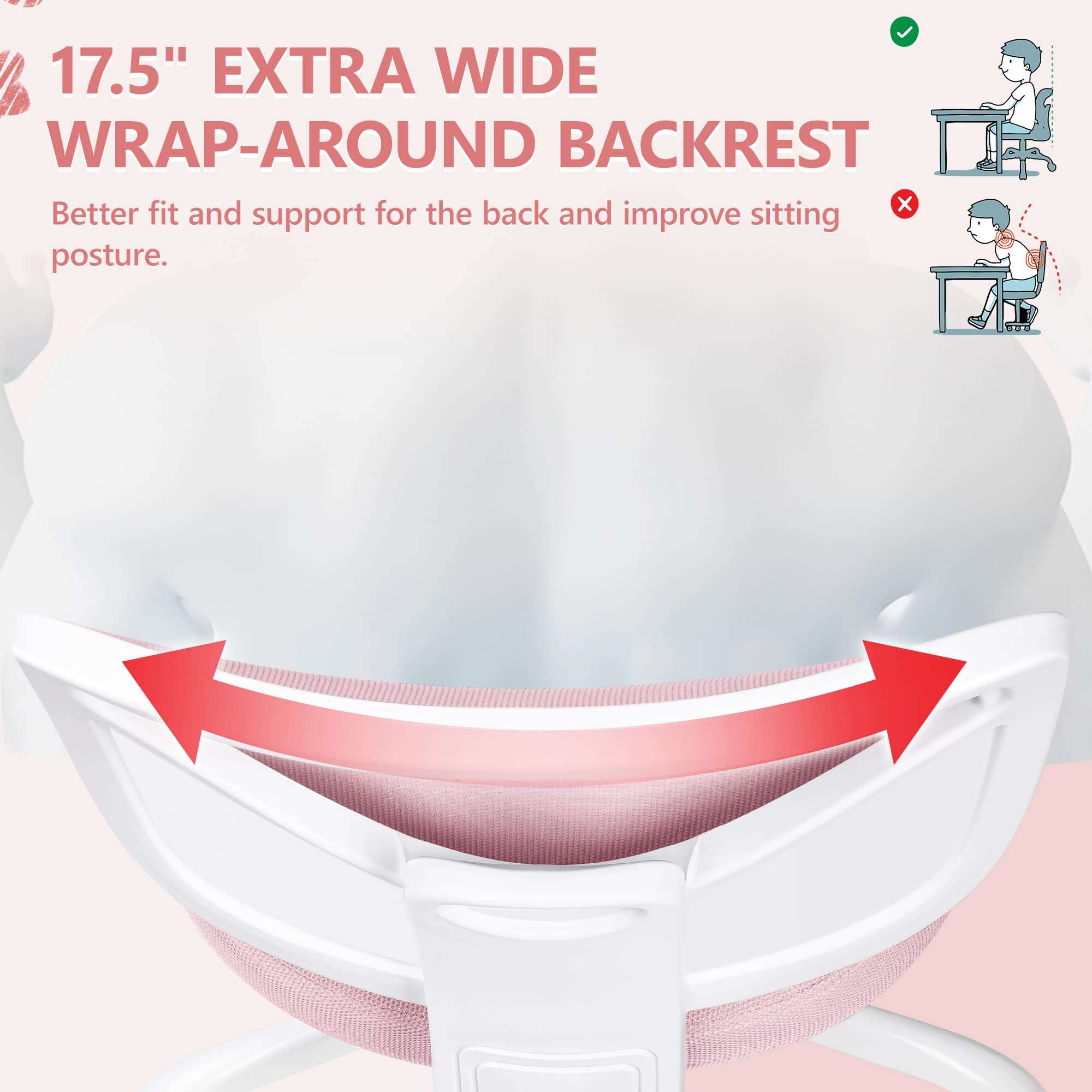Primy pink three-stage gas lift adjusts height with growth