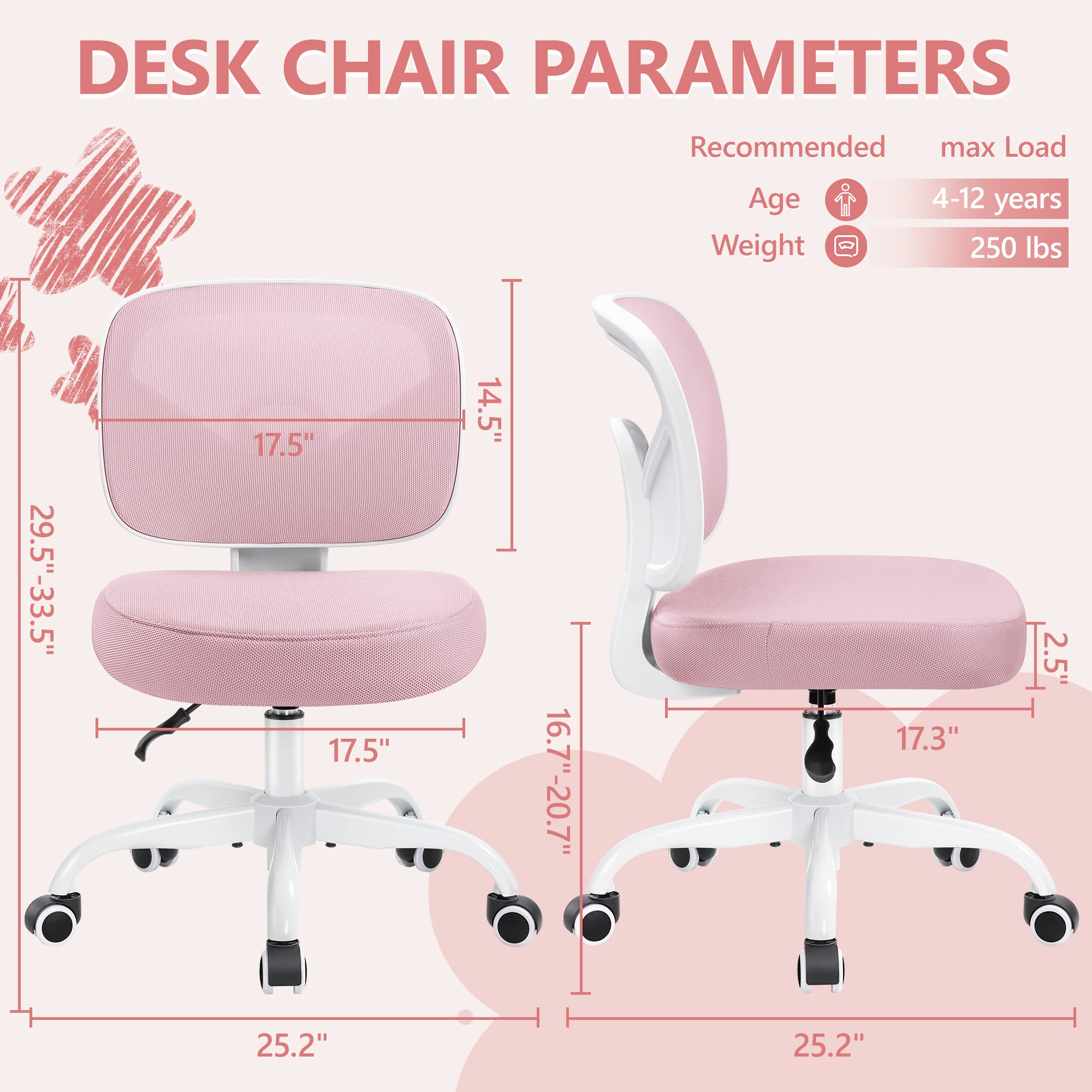 Primy pink padded seat cushions long study time for kids