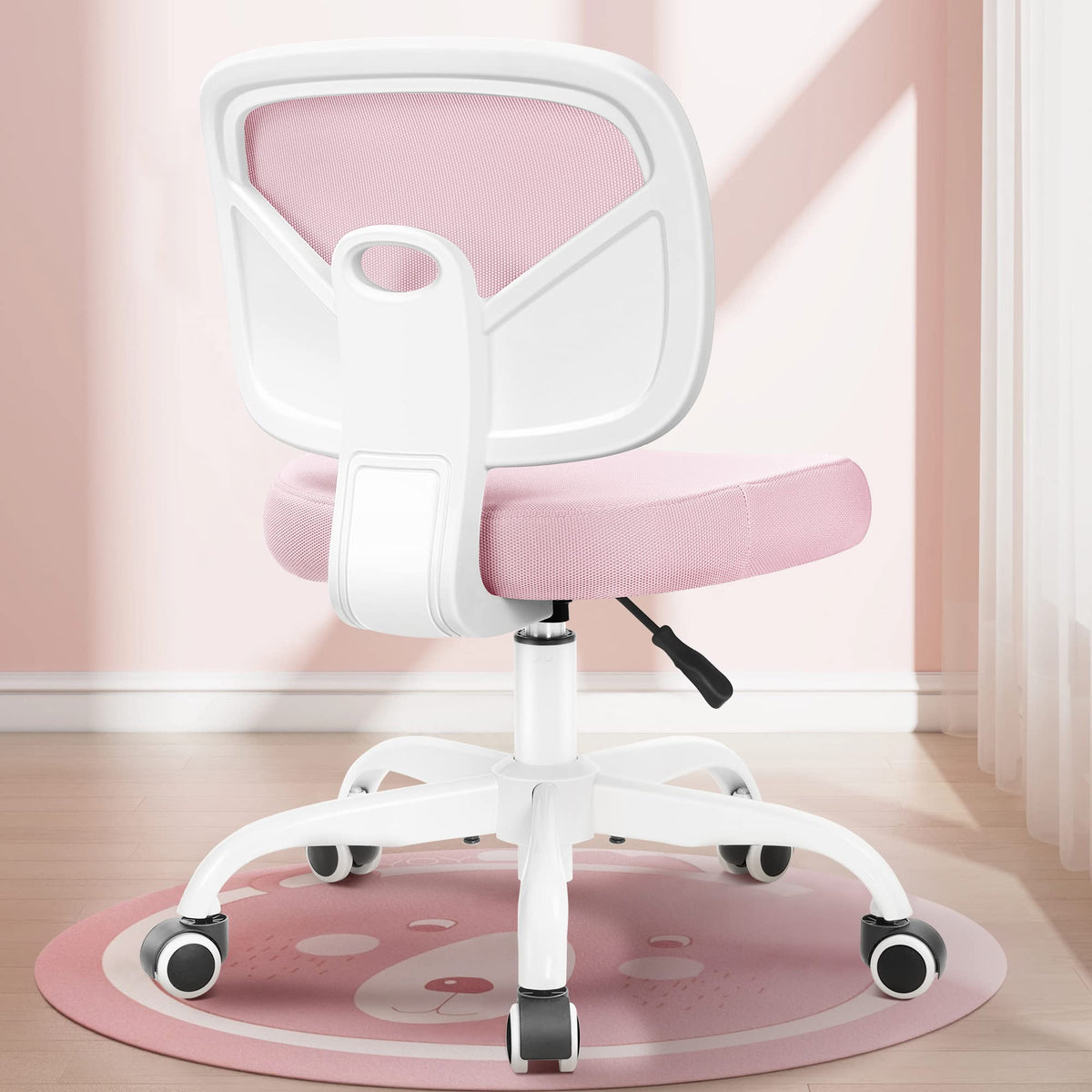 Primy pink seat desk chair for growing children during study sessions