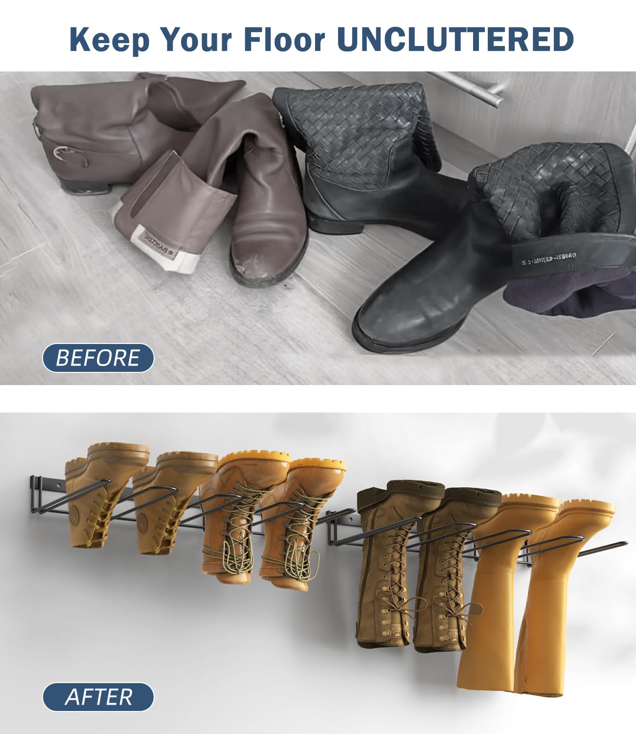 PrimZooty wader hanger in metal provides sturdy tall-footwear storage