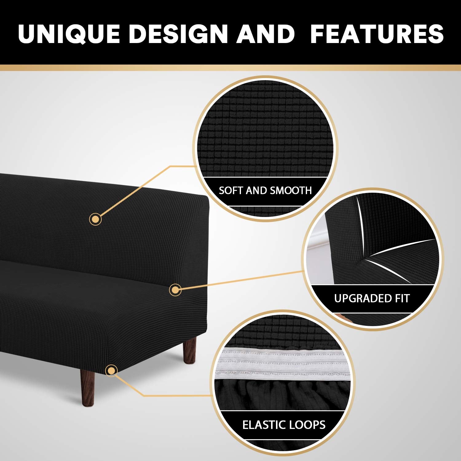 PrinceDeco stretch futon cover offering full protection around back and seat areas.