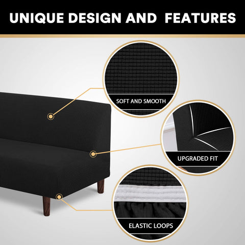 PrinceDeco stretch futon cover offering full protection around back and seat areas.