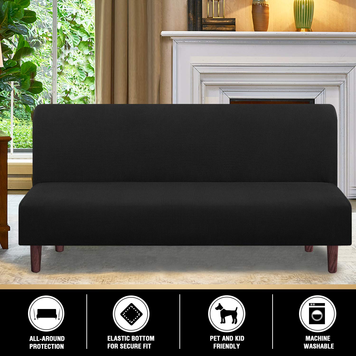PrinceDeco futon cover with anti-slip foams to stay in place during use.