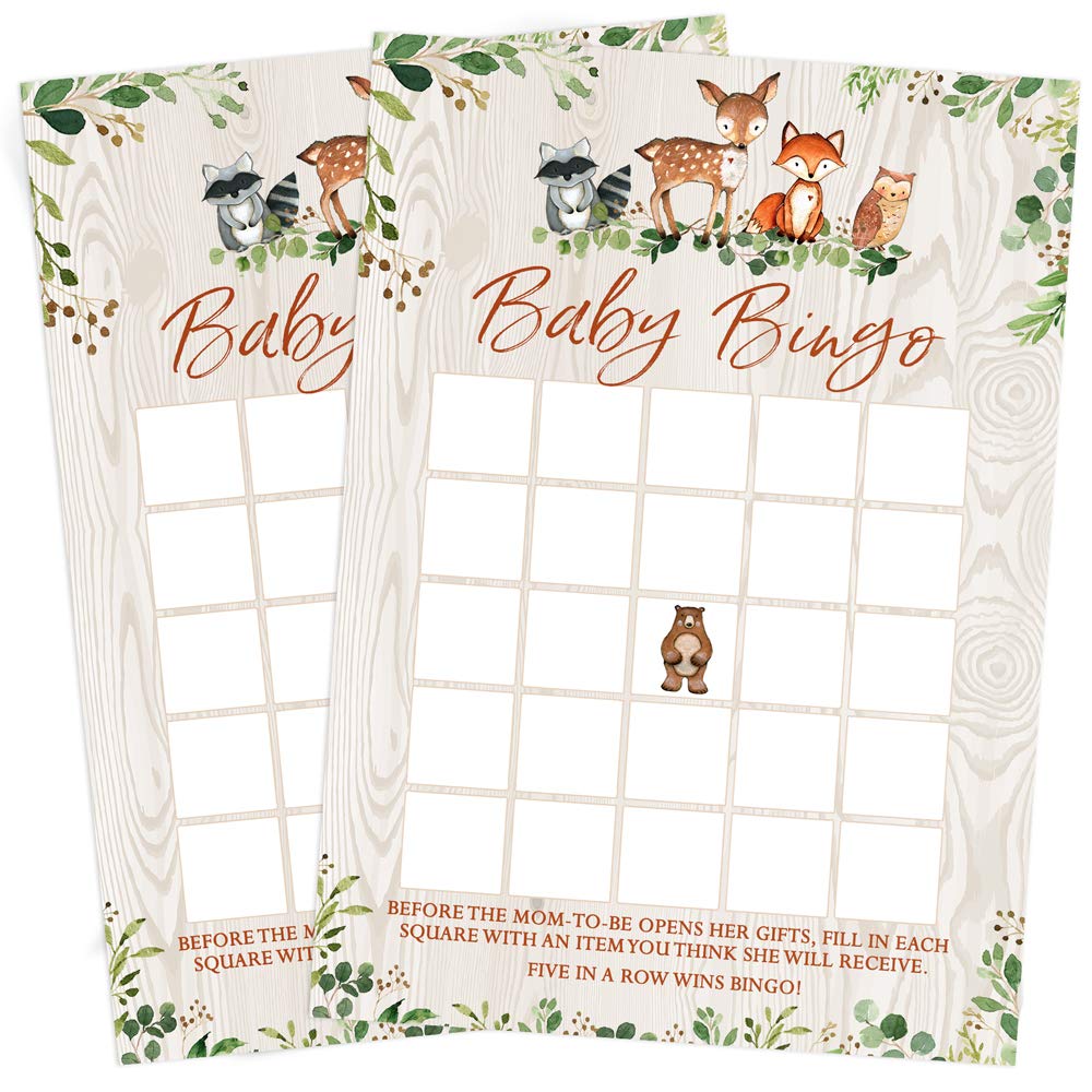 Printed Party Woodland price-is-right cards inviting friendly guessing and fun