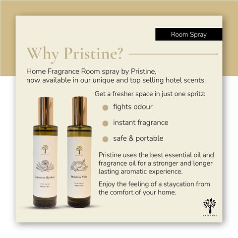 Pristine bed linen spritz for a calmer, fresher sleep environment.