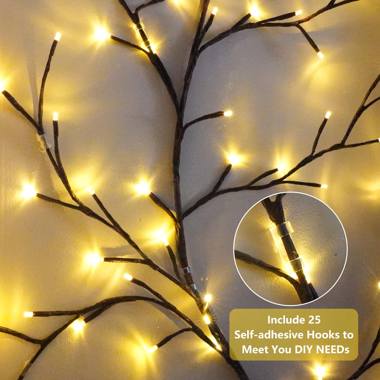 Probapro Enchanted Willow Vine Lights package includes power supply and clips.